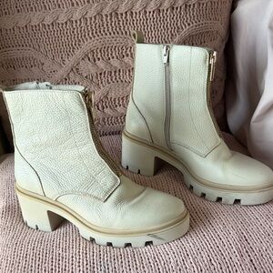 Antonio de Faria Lola Chelsea Cream Leather Platform Boots